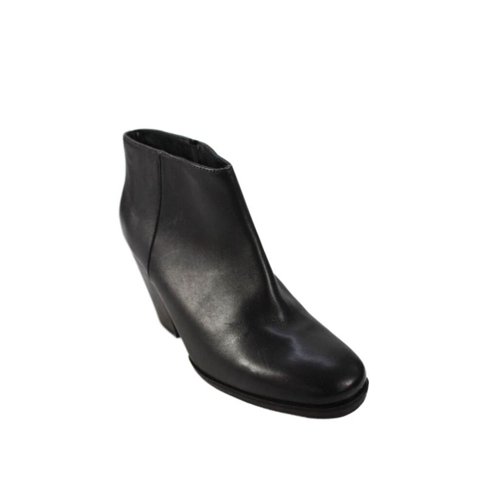 Rachel Comey Women's Round Toe Leather Block Heel Ankle Boots Black Size 6